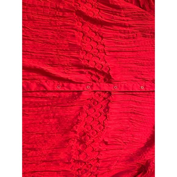 Lane Bryant Plus Size 22/24 Red Crinkle Texture Button Down Tunic Shirt Top - Picture 9 of 12
